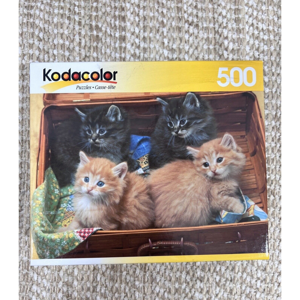 Kodacolor Yellow and Gray Kittens 500 Piece Puzzle